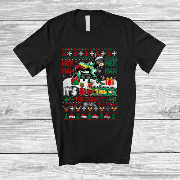 MacnyStore - Personalized It's Guyanese The Donkey; Amazing Christmas Sweater; Custom Name Santa Donkey T-Shirt