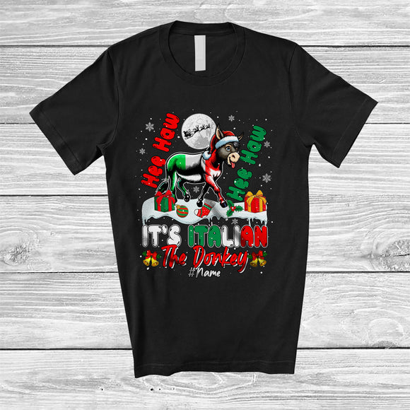 MacnyStore - Personalized It's Italian The Donkey; Amazing Christmas Farmer; Custom Name Santa Donkey T-Shirt