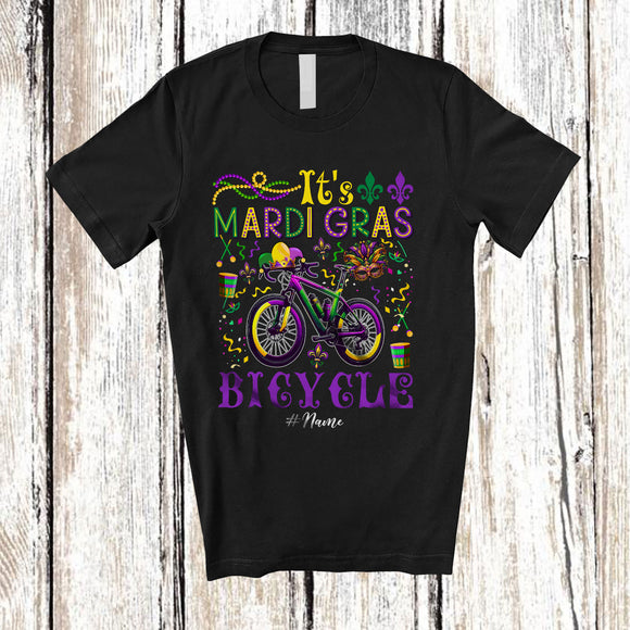 MacnyStore - Personalized It's Mardi Gras Bicycle; Lovely Beads Custom Name Bicycle Rider; Family T-Shirt