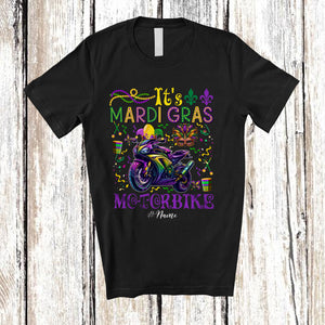 MacnyStore - Personalized It's Mardi Gras Motorbike; Lovely Beads Custom Name Motorbike Rider; Family T-Shirt