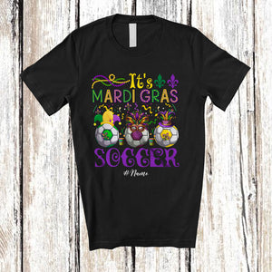 MacnyStore - Personalized It's Mardi Gras Soccer; Lovely Beads Custom Name Soccer Player; Family T-Shirt