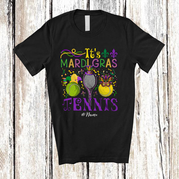 MacnyStore - Personalized It's Mardi Gras Tennis; Lovely Beads Custom Name Tennis Player; Family T-Shirt