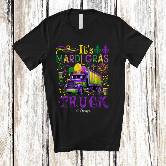 MacnyStore - Personalized It's Mardi Gras Truck; Lovely Beads Custom Name Truck Driver; Family T-Shirt