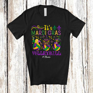 MacnyStore - Personalized It's Mardi Gras Volleyball; Lovely Beads Custom Name Volleyball Player; Family T-Shirt