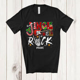 MacnyStore - Personalized Jingle Bell Rock; Joyful Christmas Skeleton Hand; Custom Name Guitar Guitarist T-Shirt