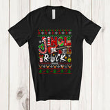 MacnyStore - Personalized Jingle Bell Rock; Joyful Christmas Sweater Skeleton Hand; Custom Name Guitar T-Shirt