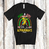 MacnyStore - Personalized Just A Girl Who Loves Bananas; Cheerful Leoard Plaid Rainbow Dabbing Banana Lover T-Shirt