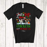 MacnyStore - Personalized Just A Girl Who Loves Chickens Donkeys; Cheerful Christmas Custom Name Farmer; Snow T-Shirt