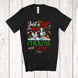 MacnyStore - Personalized Just A Girl Who Loves Chickens Goats; Cheerful Christmas Custom Name Farmer; Snow T-Shirt