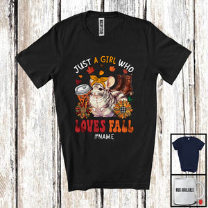 MacnyStore - Personalized Just A Girl Who Loves Fall; Adorable Custom Name Chinchilla; Fall Plaid Sunflowers T-Shirt