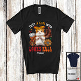 MacnyStore - Personalized Just A Girl Who Loves Fall; Adorable Custom Name Hamster; Fall Plaid Sunflowers T-Shirt