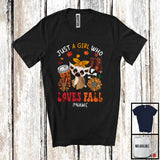 MacnyStore - Personalized Just A Girl Who Loves Fall; Adorable Custom Name Lemur; Fall Plaid Sunflowers T-Shirt