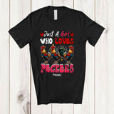 MacnyStore - Personalized Just A Girl Who Loves Peckers; Adorable Hearts Chicken; Custom Name Family T-Shirt