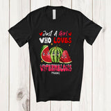 MacnyStore - Personalized Just A Girl Who Loves Watermelons; Adorable Hearts Watermelon; Custom Name Family T-Shirt