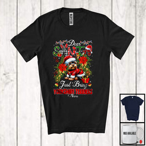 MacnyStore - Personalized Just Bring Yorkshire Terriers; Fantastic Christmas Santa Custom Name Puppy; Family T-Shirt