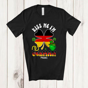 MacnyStore - Personalized Kiss Me I'm German; Fantastic St. Patrick's Day Custom Name German Flag Shamrock T-Shirt