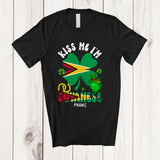 MacnyStore - Personalized Kiss Me I'm Guyanese; Fantastic St. Patrick's Day Custom Name Guyanese Flag Shamrock T-Shirt