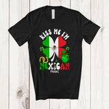 MacnyStore - Personalized Kiss Me I'm Mexican; Fantastic St. Patrick's Day Custom Name Mexican Flag Shamrock T-Shirt