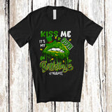 MacnyStore - Personalized Kiss Me It's My 20th Birthday; Lovely Custom Name 20 Years Old; St. Patrick's Day Lips T-Shirt