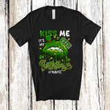 MacnyStore - Personalized Kiss Me It's My 25th Birthday; Lovely Custom Name 25 Years Old; St. Patrick's Day Lips T-Shirt