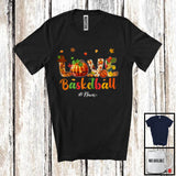 MacnyStore - Personalized LOVE Basketball; Joyful Thanksgiving Plaid Pumpkin; Custom Name Basketball Player T-Shirt