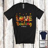 MacnyStore - Personalized LOVE Bowling; Joyful Thanksgiving Plaid Pumpkin; Custom Name Bowling Player T-Shirt