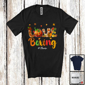 MacnyStore - Personalized LOVE Boxing; Joyful Thanksgiving Plaid Pumpkin; Custom Name Boxing Player T-Shirt