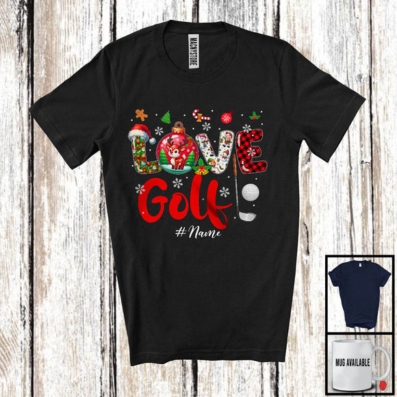 MacnyStore - Personalized LOVE Golf; Amazing Christmas Plaid Ornament; Custom Name Golf Player T-Shirt