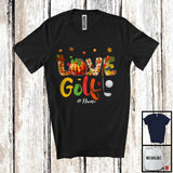 MacnyStore - Personalized LOVE Golf; Joyful Thanksgiving Plaid Pumpkin; Custom Name Golf Player T-Shirt