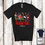 MacnyStore - Personalized LOVE Nurse; Amazing Christmas Plaid Ornament; Custom Name Nurse T-Shirt