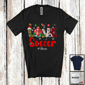 MacnyStore - Personalized LOVE Soccer; Amazing Christmas Plaid Ornament; Custom Name Soccer Player T-Shirt