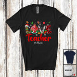 MacnyStore - Personalized LOVE Teacher; Amazing Christmas Plaid Ornament; Custom Name Teacher T-Shirt