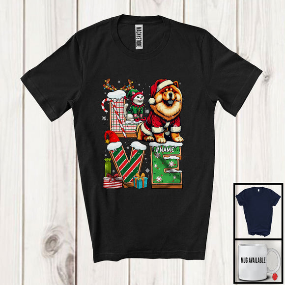 MacnyStore - Personalized LOVE, Adorable Christmas Custom Name Chow Chow Santa, Candy Cane X-mas T-Shirt