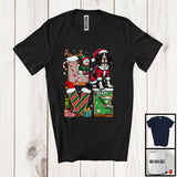 MacnyStore - Personalized LOVE, Adorable Christmas Custom Name English Springer Spaniel Santa, Candy Cane X-mas T-Shirt