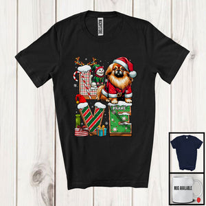 MacnyStore - Personalized LOVE, Adorable Christmas Custom Name Pekingese Santa, Candy Cane X-mas T-Shirt
