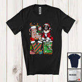 MacnyStore - Personalized LOVE, Adorable Christmas Custom Name St. Bernard Santa, Candy Cane X-mas T-Shirt