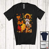 MacnyStore - Personalized LOVE, Adorable Thanksgiving Custom Name Bichon Frise, Sunflower Fall Leaves T-Shirt