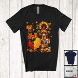 MacnyStore - Personalized LOVE, Adorable Thanksgiving Custom Name Cockapoo, Sunflower Fall Leaves T-Shirt