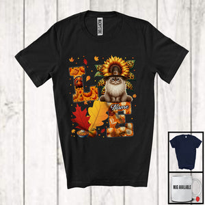 MacnyStore - Personalized LOVE, Adorable Thanksgiving Custom Name Himalayan Cat, Sunflower Fall Leaves T-Shirt