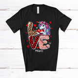 MacnyStore - Personalized LOVE; Adorable Valentine Custom Name Unicorn Holding Heart; Leopard Plaid T-Shirt