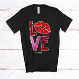 MacnyStore - Personalized LOVE; Amazing Valentine's Day Lips Leopard Hearts; Custom Name Women Single T-Shirt