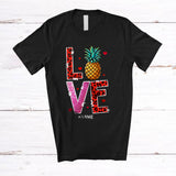 MacnyStore - Personalized LOVE; Amazing Valentine's Day Pineapple Leopard Hearts; Custom Name Women Single T-Shirt