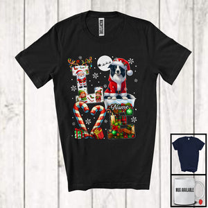 MacnyStore - Personalized LOVE, Awesome Christmas Custom Name Border Collie Santa, Plaid Animal T-Shirt