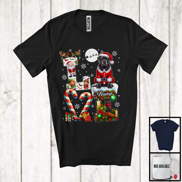 MacnyStore - Personalized LOVE, Awesome Christmas Custom Name Cane Corso Santa, Plaid Animal T-Shirt