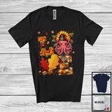 MacnyStore - Personalized LOVE; Lovely Thanksgiving Custom Name Octopus; Leopard Sunflowers Fall Leaves T-Shirt