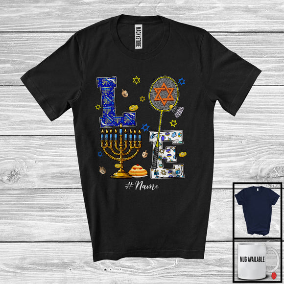 MacnyStore - Personalized LOVE; Wonderful Hanukkah Menorah Badminton Team; Custom Name Sport Player T-Shirt