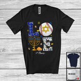 MacnyStore - Personalized LOVE; Wonderful Hanukkah Menorah Baseball Team; Custom Name Sport Player T-Shirt