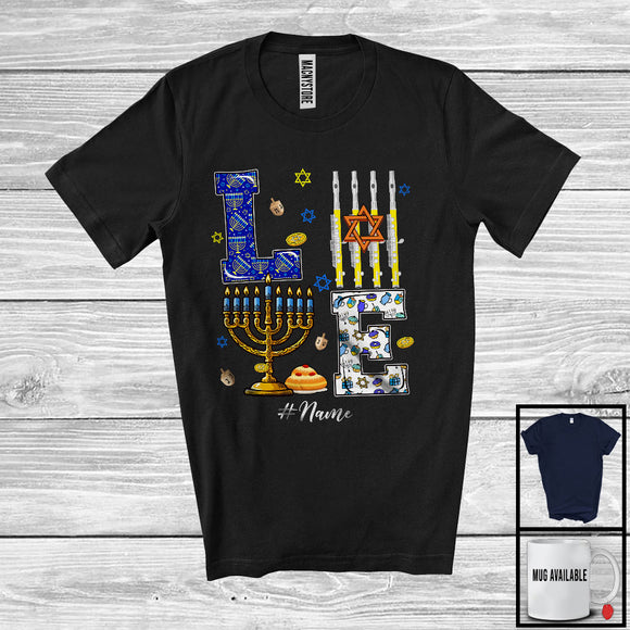 MacnyStore - Personalized LOVE; Wonderful Hanukkah Menorah Flute; Custom Name Flutist Musical Instruments T-Shirt