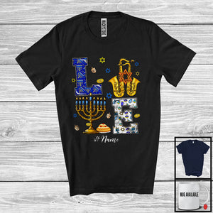 MacnyStore - Personalized LOVE; Wonderful Hanukkah Menorah Saxophone; Custom Name Saxophonist T-Shirt