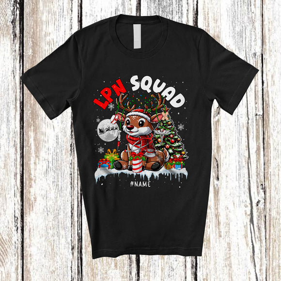 MacnyStore - Personalized LPN Squad; Wonderful Christmas Tree Reindeer; Custom Name Nurse Group T-Shirt